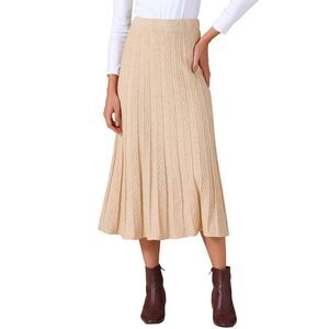 Women's Sweater Skirts High Waist Pleated Casual A Line Knit Midi Skirt